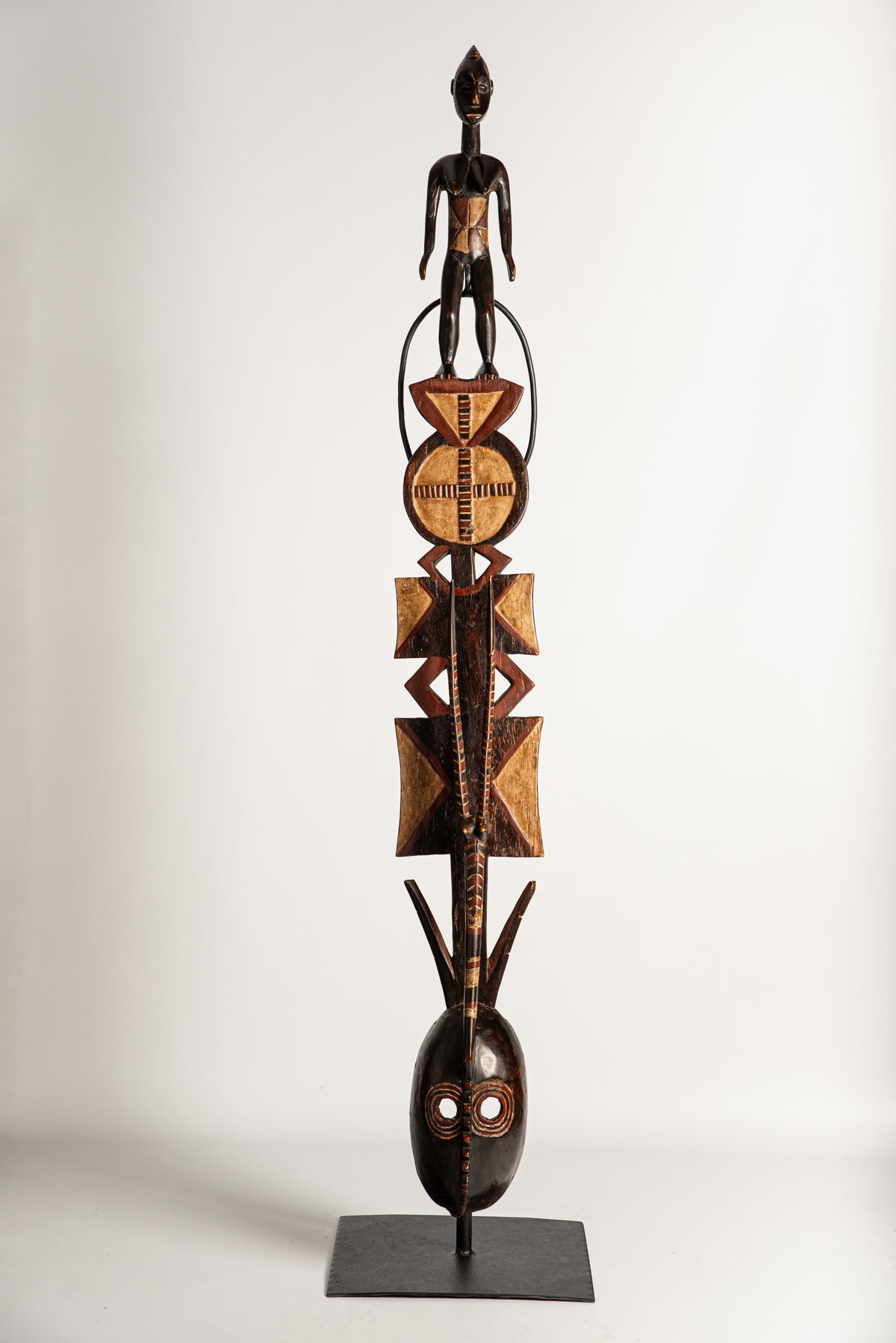 Monumental Mossi Plank Mask with Figural Superstructure