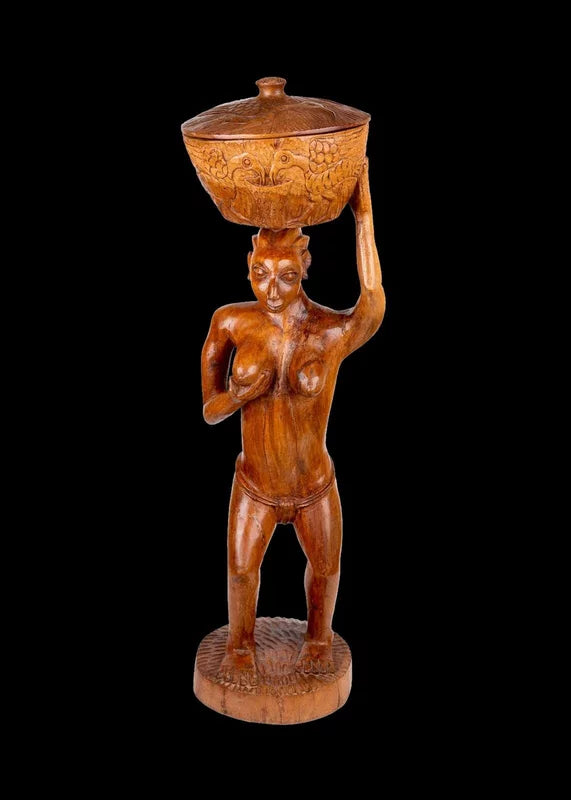 Village woman carrying bowl, 19th century