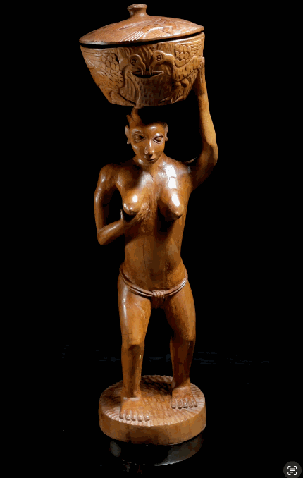 Village woman carrying bowl, 19th century