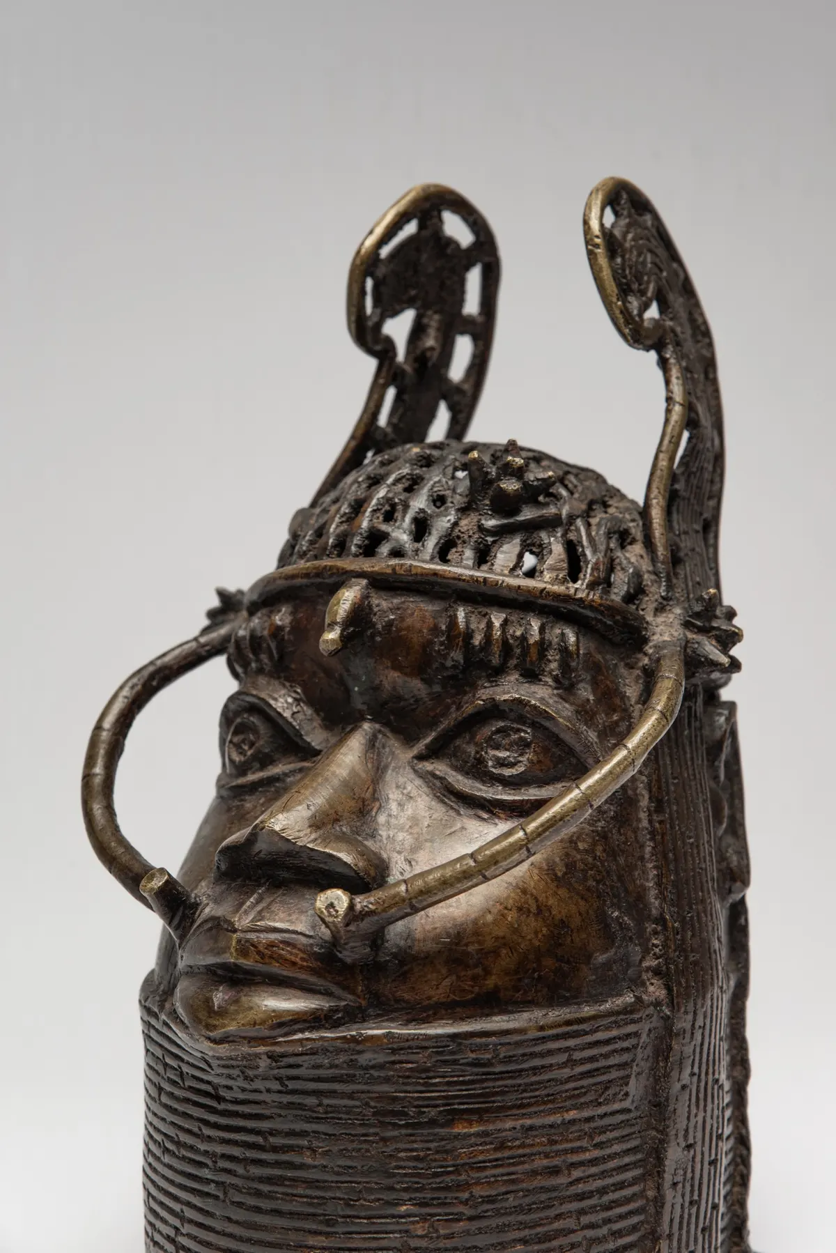 Benin Head with Ceremonial Ornament Representing an Oba, view 3